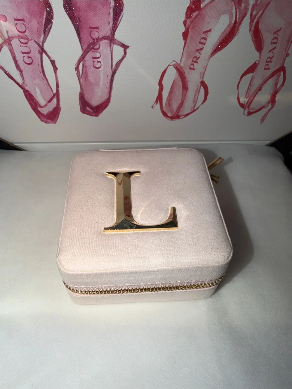 Compact Pink Velvet Jewelry Organizer & Travel Case